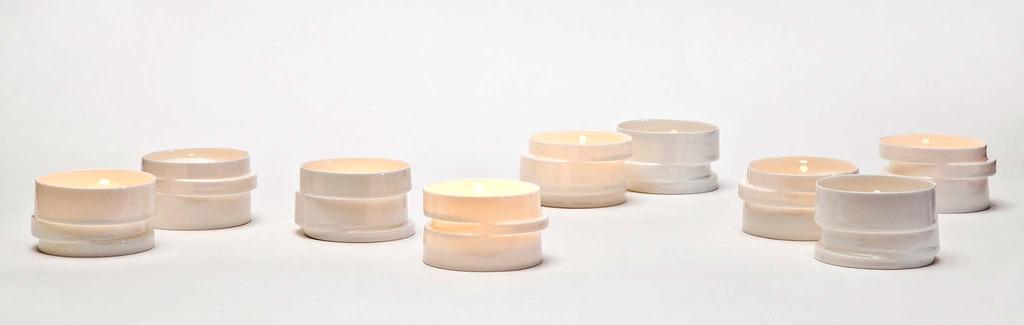 The Stacking Series The stacking series consists vases in different sizes, a tealight holder and a lamp.