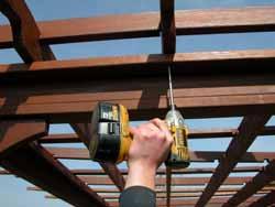 ) Attach Pergola Rafter onto Top Plate using 9x3 Brown Coated Screws through