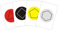 The cards have a specific design for the game with a playing side, usually coloured