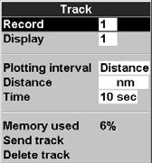15-6 Setup > Track Press MENU one or more times until the Setup menu is displayed, then select Track: Tracking records and displays the boat s course on the chart (see section 3-6).