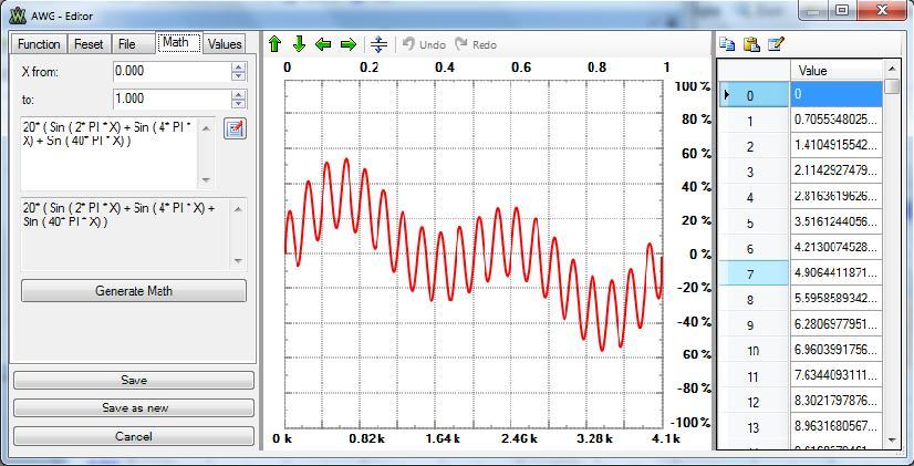 Appendix A Creating a Custom Mathematical Waveform: On the Basic tab of the waveform generator, select Custom and click on Edit.