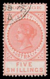 8 [3-6/13-16] with one Type 2 unit, 1/- with very minor Bi-Colour, 5/- unused, 5/- lower-right corner single with Plate Number '1' (very scarce), 10/- x2 (one unused, the