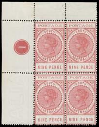 Prestige Philately - Auction No 168 Page: 9 Lot 340 340 * A B1 1902-04 Thin 'POSTAGE' 2/6d pale violet BW #S31A block of 4,
