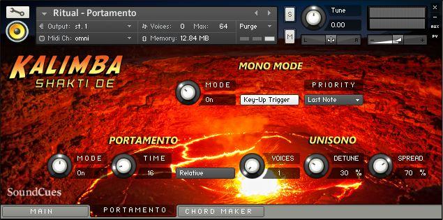 The CHORD knob automatically controls the type of chords that can be created with the library. Settings include octave, third, fifth, 1-3-5, and many other types. The chord system is off by default.