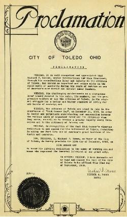 organize the Toledo Industrial Development Council and the Labor-Management Cooperation Council, and sat on the county port authority, all bodies in which he reveled at hobnobbing with the city's