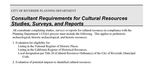 Cultural Resource Report Requirements Surveys and Planning Process Historic Resource surveys are vital tool