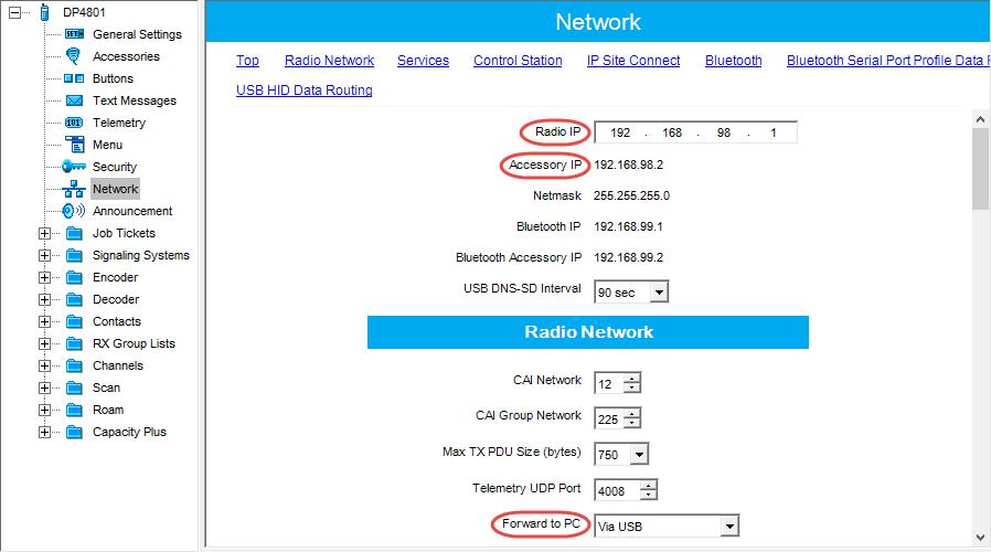 Configuring MOTOTRBO Equipment 4.2.2 Network In the left pane, select Network.