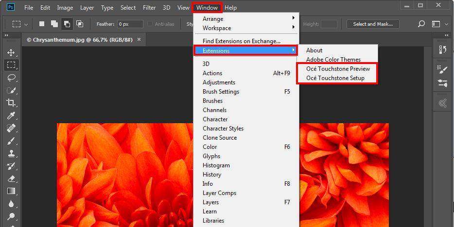 Introduction The Océ Touchstone Extensions for Adobe Photoshop or Adobe Illustrator support you in creating the design of elevated artworks. The software allows you to do the following.