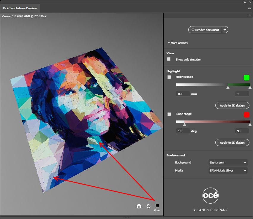 Step 3: Check and adapt the design of your elevated artwork with an Alto effect To reset your preview