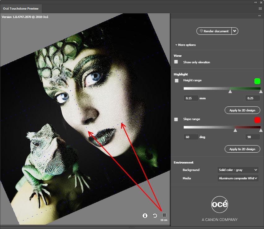 Step 3: Check and adapt the design of your elevated artwork with a Brila effect To reset your preview