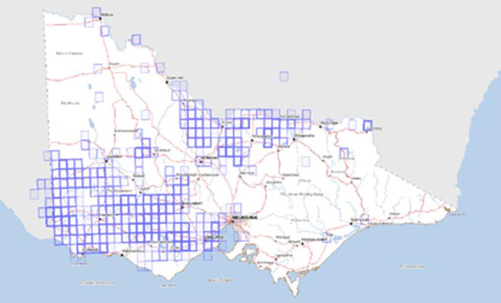 Brolga distribution in Victoria (DEPI