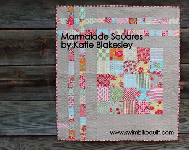Original Recipe My name is Katie Blakesley and I blog at Swim, Bike,Quilt, and I'm sharing my Marmalade Squares quilt with you today. Marmalade, by Bonnie & Camille, is a bit of a flashback, I know!