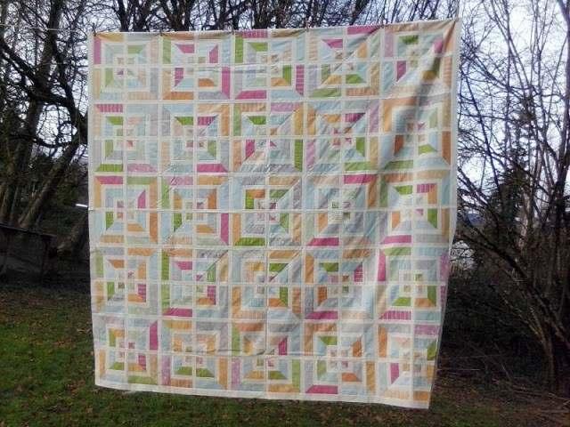 Now you can layer, baste, quilt, and bind using 9 of your