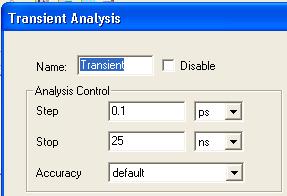 3. Expand the Analysis icon and double-click on the Transient analysis setup. 4.