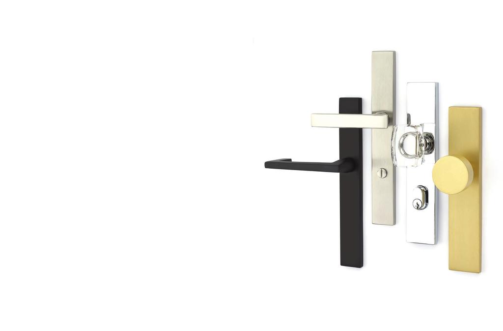 CONTEMPORARY / MODERN BRASS & STAINLESS STEEL Stretto Narrow Trim Locksets Design with bold personality. b c a d a. Modern Rectangular Passage 1-1/2 x 11 with Argos Lever Flat Black b.