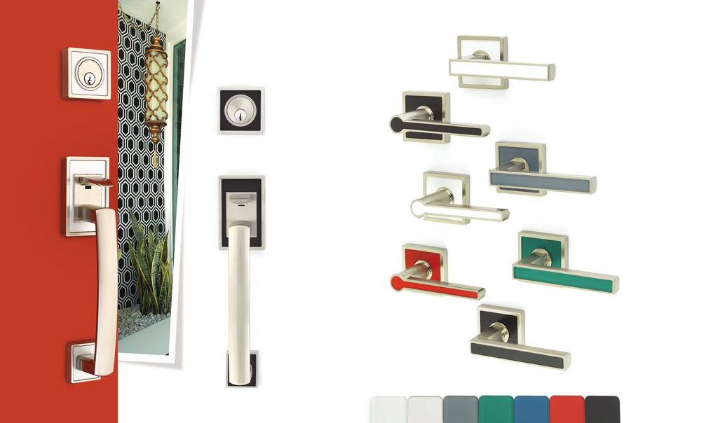 CONTEMPORARY / CONTEMPORARY COLOR COLLECTION a g Clockwise Aruba Lever a. with Pearl White Color Insert b. with Graphite Grey Color Insert c. with Sea Glass Green Color Insert d.