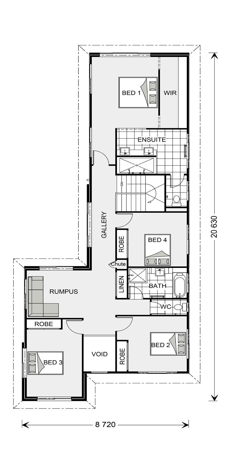 Lounge room + + Study + + Rumpus room + + Alfresco + + Double garage UPPER FLOOR SPECIFICATIONS GF Living: 127.3 sq.m 13.8 sq UF Living: 123.