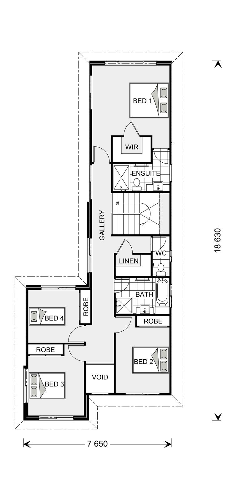 + + Study + + Alfresco + + Double garage UPPER FLOOR SPECIFICATIONS GF Living: 103.4 sq.m 11.23 sq UF Living: 94.4 sq.m 10.