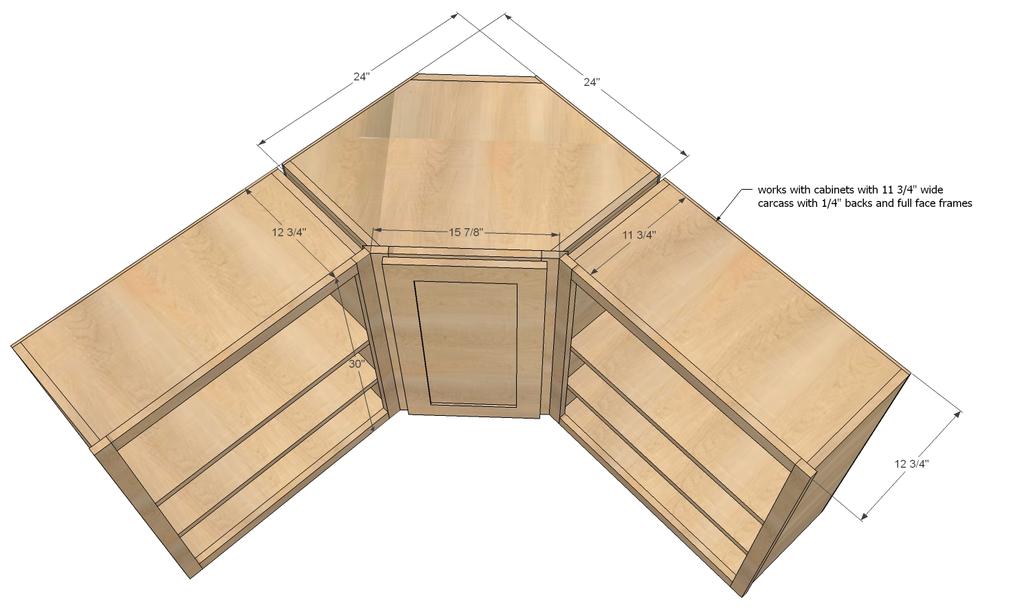 I also recommend beg/borrow/steal/rent whatever you have to do to get a good table saw for building this cabinet. The cabinet requires 45 bevel cuts - there's no way around it.