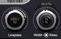 The most important control in any filter is its Cutoff knob. Philta has two of these one on the left for the lowpass filter and one on the right for the highpass.