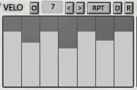 O Randomizes the sequence using Octaves only. < > Shifts the Sequence Left or Right.