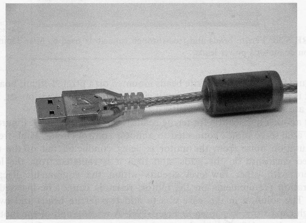 Ferrites Ferrite core used as common-mode chokes on a USB cable