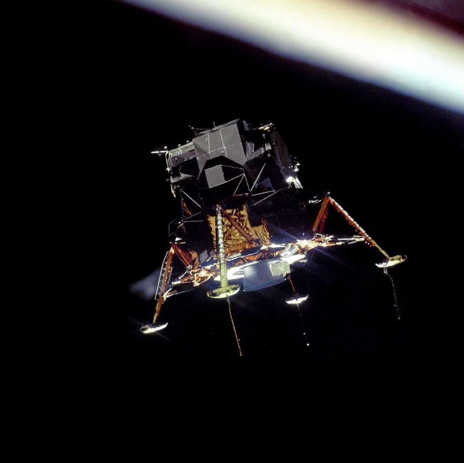 APOLLO 11 Once in lunar orbit, the Eagle, carrying Armstrong and Aldrin, separates from Columbia command