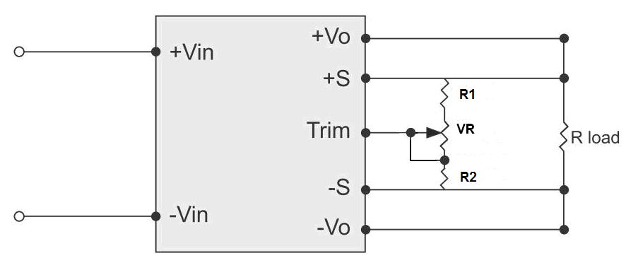 For example, to trim-up the output voltage of 12V module (CHB300W-48S12) by 5% to 12.6V, R trim-up is calculated as follow: Δ%=5 R R trim up trim up 5.11 12 (100 + 5) 511 = ( 10.22) kω 1.