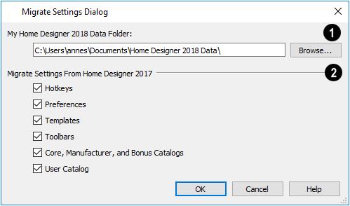 Home Designer Pro 2019 User s Guide Migrating Settings and Content If you have Home Designer Pro version 2014 through 2018 installed on your computer, the Migrate Settings dialog will open after you