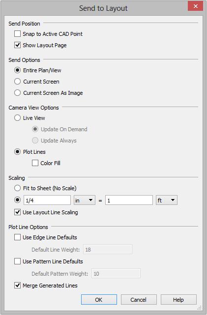 Sending Elevation Views to Layout 7. Select File> Send to Layout to open the Send to Layout dialog.