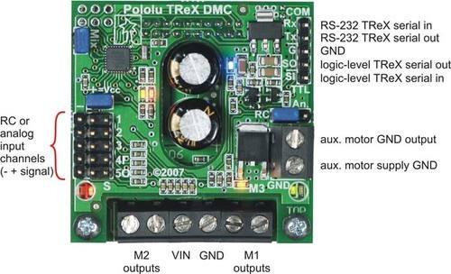 3. Getting Started TReX input/output connection points Getting started with your TReX can be as simple as connecting power, your motors, and your RC or analog control signals (see Section 3.