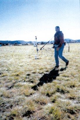 Characterization of Two UXO Sites June 1997 Figure 2. Photograph of the Geometrics G-858 magnetometer at the seabee Site, Ft. Carson, CO. Table 2. Magnetic Coverage Site Side Bars (0.