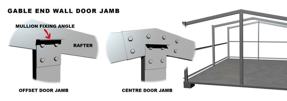 DOOR JAMBS FOR ROLLER DOORS, LARGE WINDOWS & GLASS SLIDING DOORS GABLE END WALL DOOR JAMB An Gable End Wall door jamb is a C section (the same size as the main columns), which forms the side frame