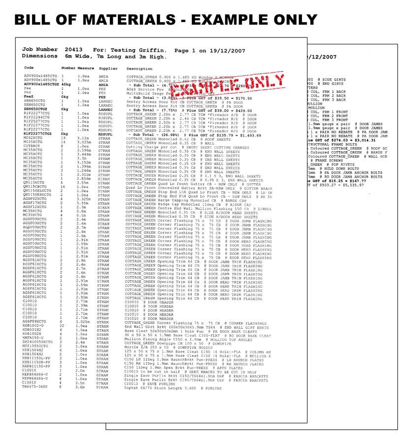 2. Bill Of Materials This is a list of all components ordered for your building.