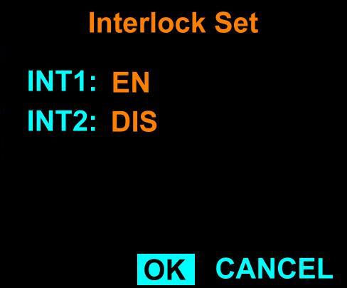 If the interlock is disabled, the letters DIS will appear on the screen in orange.