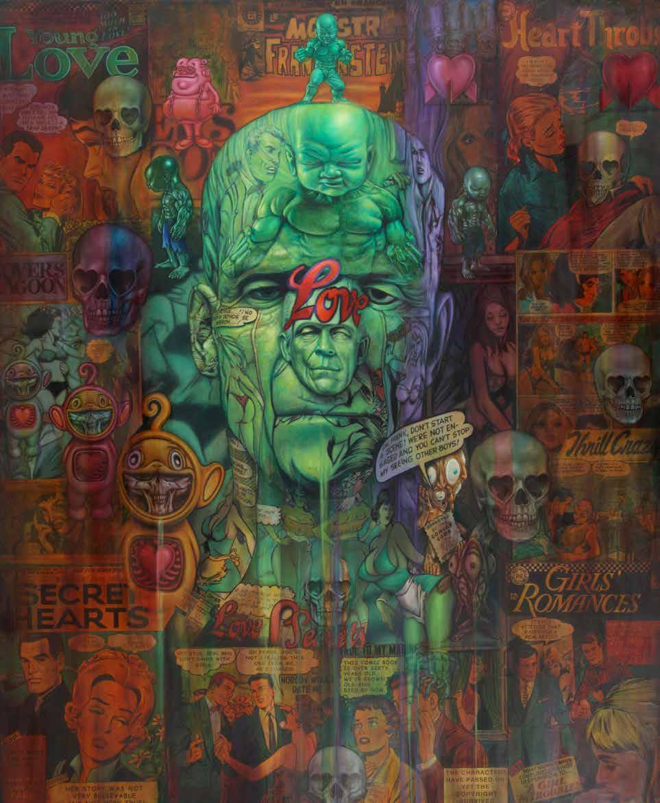 Ron English Frankenstein Love Oil, synthetic polymer