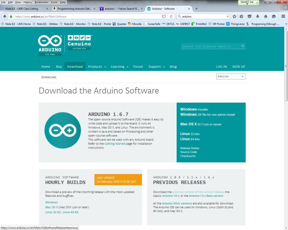 **Do NOT install the latest Arduino version.