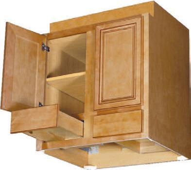 ESTATE CONSTRUCTION Corner Gusset 3/4 particleboard FULL depth adjustable shelves with natural birch laminate Partlicleboard cabinet with soft-close door and drawer 1/2 Particleboard hanging rails