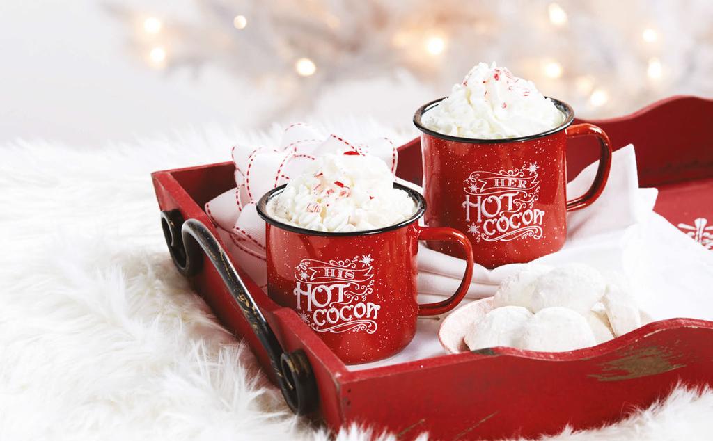 christmas VACATION 7922 Hot Cocoa Enamel Set of 2 Mugs Esmalte de Cacao Caliente Set de 2 Tazas Warm