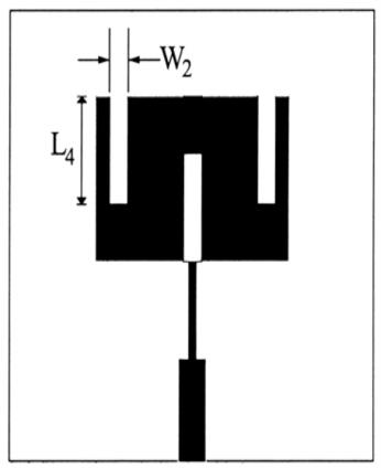 Effect of Open Stub Slots for Enhancing the Bandwidth of Rectangular Microstrip Antenna 223 shown in Figure 6.