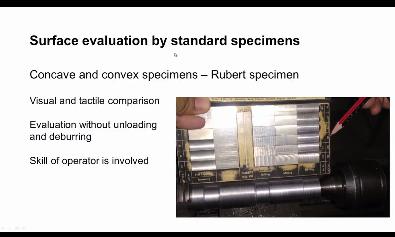 Now we will move to the measurement of surface evaluation by standard specimen, so I can see that of standard specimen.