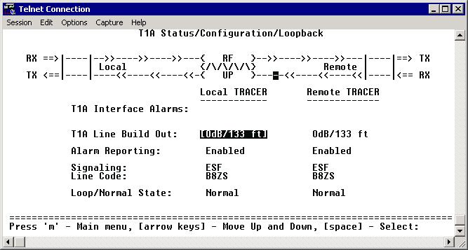 TRACER 4108/4208 System Manual Section 5 User Interface Guide > T1X STATUS/CONFIGURATION/LOOPBACK The following menus for the T1x Status/Configuration/Loopback apply to all eight available T1