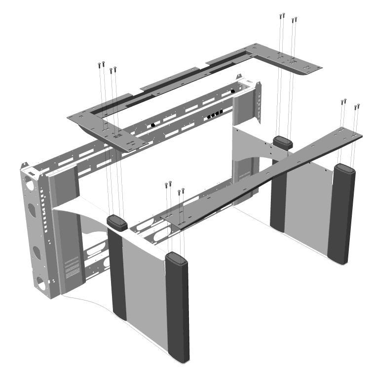 The front bow-tie work surface support frame, shown in figure 95 is only required on 60 and 72 linear sit-to-stand desks that have motorized front work surfaces (refer to column 9 in table 84).