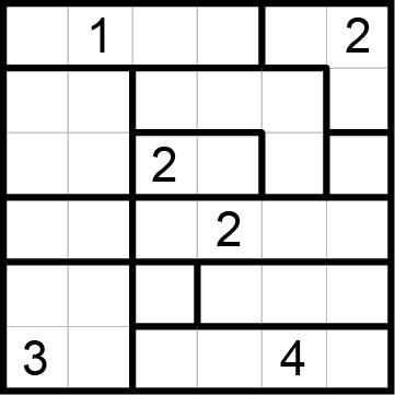 As you have probably already determined, the goal of a Ripple Effect puzzle is to fill each region in the grid with positive integers 1 through n (where n is the number of squares in a given region).