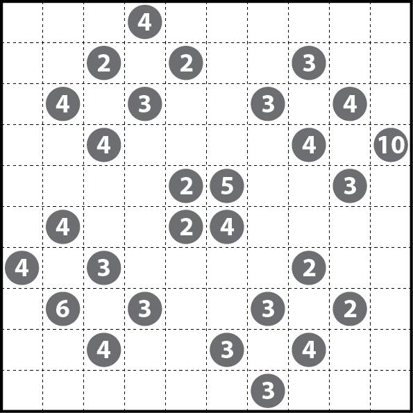As you have probably already determined, the goal of a Shikaku puzzle is to divide the grid into rectangles each containing exactly one circled number such that the area of each rectangle is the