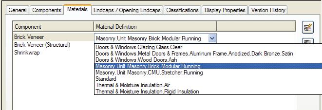 AutoCAD Architecture 2009 Advanced To Assign a Material to a Style In the Materials tab of the style s properties click in the pull-down menu next to a component and select from the list of available