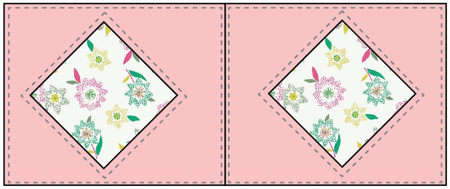 Top stitch each flower piece DIAGRAM 5 Now, place the rectangle piece on the bottom of your back part of the