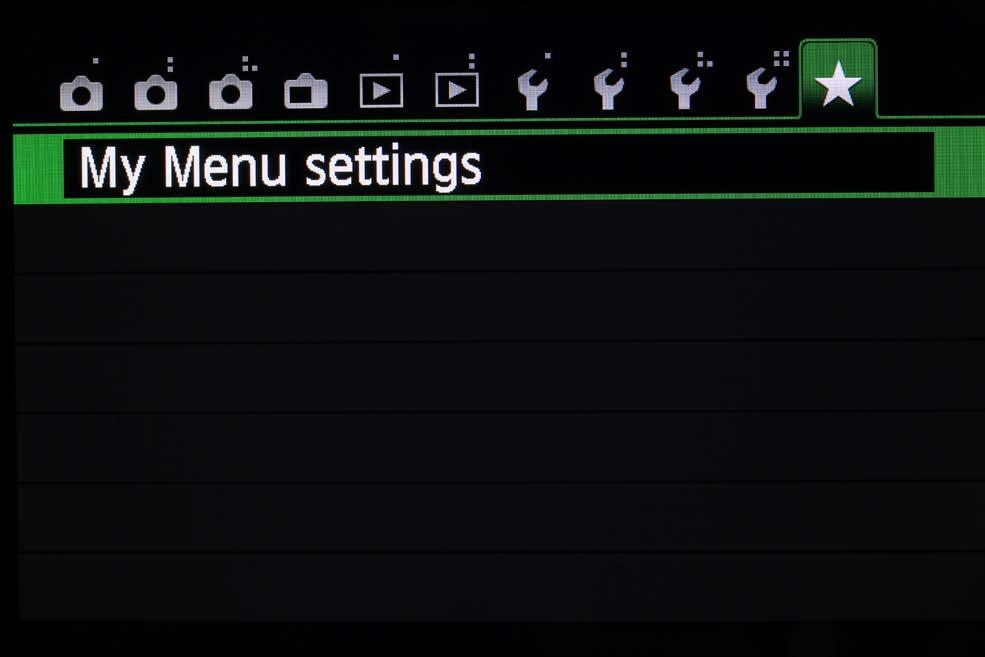 The My Menu menus The EOS 700D has very comprehensive menu systems that allows many options to be set.