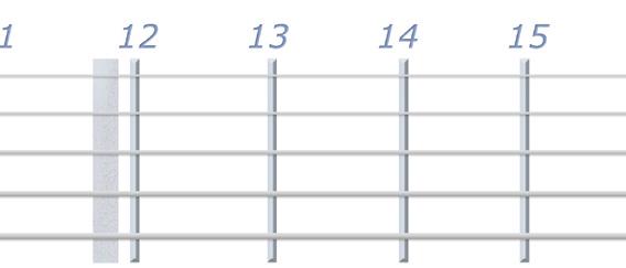 (deep bass) Maj (no 5th) # b # # ( # ) # min/# # (2nd finger # optional) # # rone (no 3rd) # # min notes from fret 8-17 # # Maj7