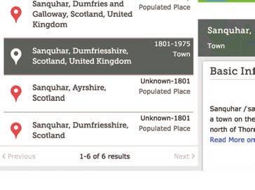 This database includes the location and the history of a place